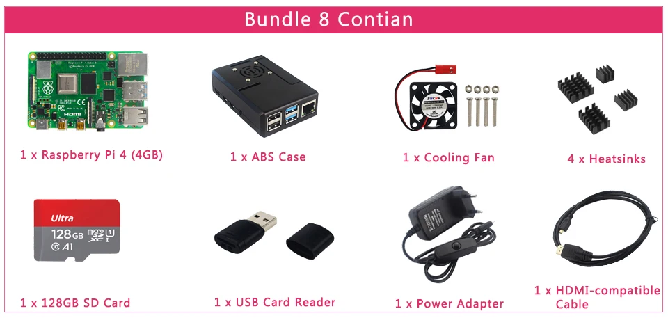 Kit Raspberry Pi 4 modèle B, 2 Go, 4 Go, 8 Go de RAM, carte, boîtier