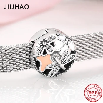 

Spring's vitality 925 Silver insects and flower Round clip beads for Jewelry making Fit Original reflection Clip Charm Bracelet