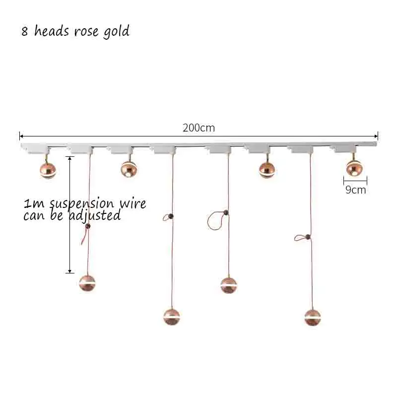 8 Heads rose gold Современный Железный светодиодный потолочный светильник ing Slide rail, потолочный светильник, домашний декор, для гостиной, отеля, прохода, спальни, потолочный светильник - Цвет корпуса: 8 Heads rose gold
