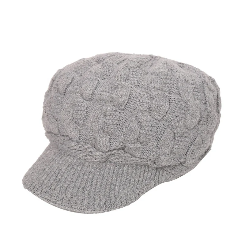 Зимние женские шапки Skullies Beanies ручной работы, новинка, женская вязаная шапка цвета хаки