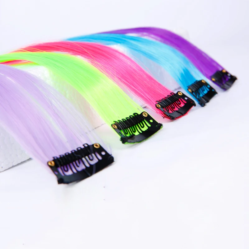Allaosify длинные прямые накладные волосы на клипсах синтетические накладные волосы на клипсах для белых накладных волос на клипсах цвета радуги 22 дюйма