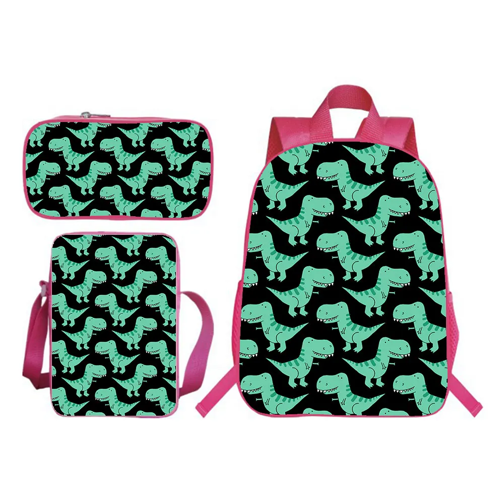 Dinosaur Backpack 3D School Bag 3pcs Set(backpack+shouder Bag+pen Bag) Boy Girl School Bag Teens Bookbag Rucksack Gift