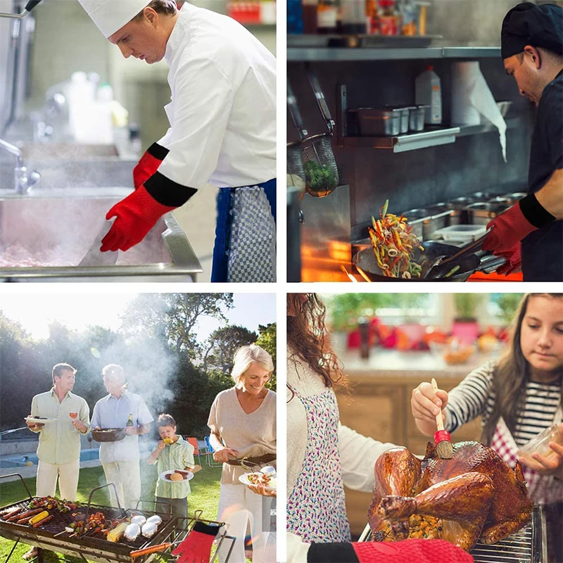 1/2Pcs Insulated Oven Gloves Silicone Heat-Proof Gloves Oven Mitts Microwave Oven Baking Tools Kitchen Heat Resistant Pot Mitts