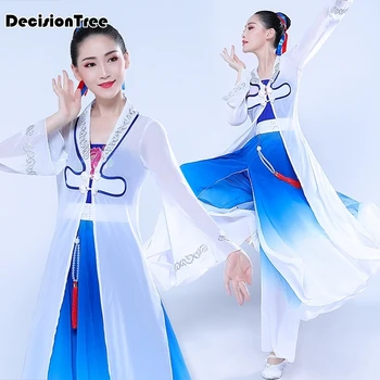

2020 white fairy ancient hanfu dress traditional chinese dance costumes embroidered folk tang suit elegant performance clothing