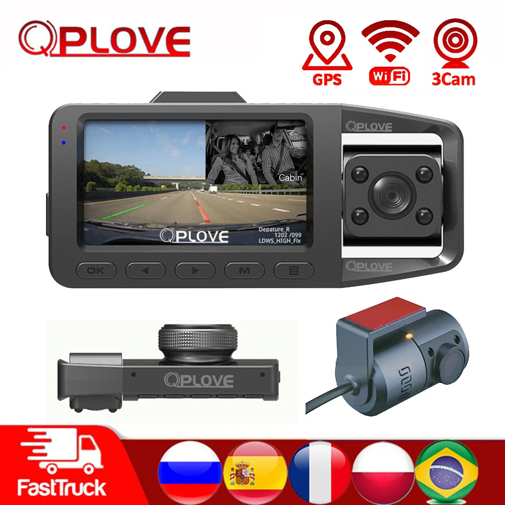 

QPLOVE New 2 Camera Car DVR Mini Wifi Dash Cam HD 1080P and 720P Large Range Recording With Multi Function ADAS Night Vision