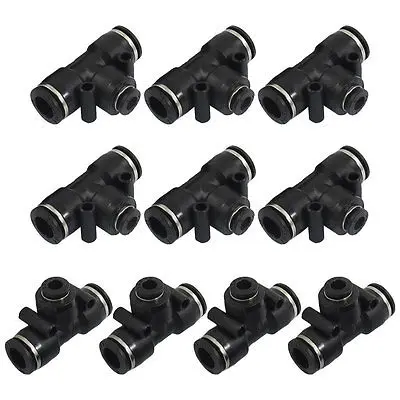 

10 Pcs Pneumatic 10mm to 6mm Push In Connector Tee Shaped Quick Fittings