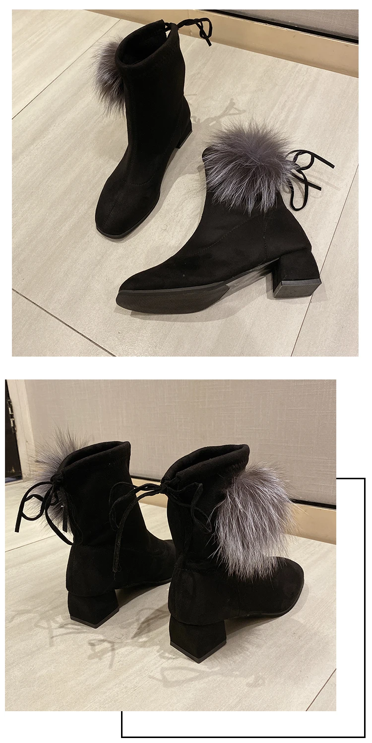 Sexy Slim Fit Elastic Flock Over The Knee Boots Women Shoes Autumn Winter Ladies High Heel Long Thigh High Botas