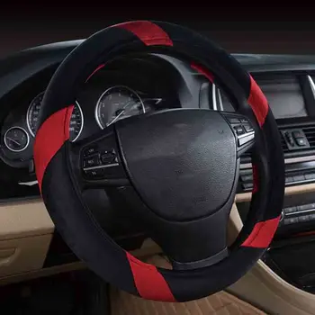 

Autumn Winter Short Plush Car Steering Wheel Cover Warm Heated Auto Steering Accessories Universal Size M 38CM Wheel Covers