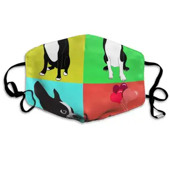

Cute Dogs Boston Terrier with Balloon Dustproof Earloop Face Mask for Women Men, Pollen Cosplay Camping Half Face Mouth Mask -