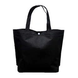 Eco-Friendly Reusable Foldable Tote Bag - Durable Non-Woven Grocery and Storage Solution - L (Black)