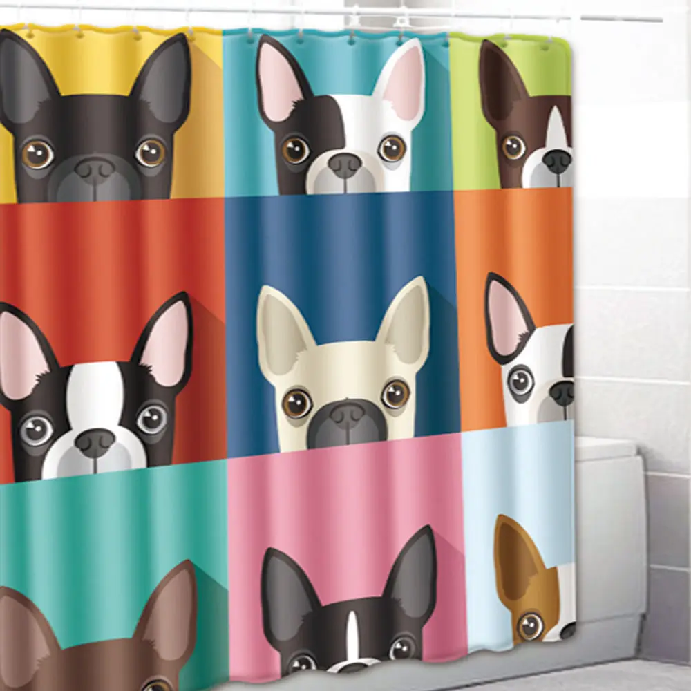 1pc shower curtain Мультфильм для собаки чихуахуа Душ шторы с крючками домашний декор Водонепроницаемый Ванна Шторы 3D душ Шторы Ванная комната Шторы 180x180 см - Цвет: 1pc shower curtain