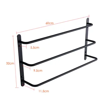 

SUS304 Stainless Steel Matte Black Bathroom Accessories Set Towel Bar Three Bars Towel Rack KJWY003HEI-60CM