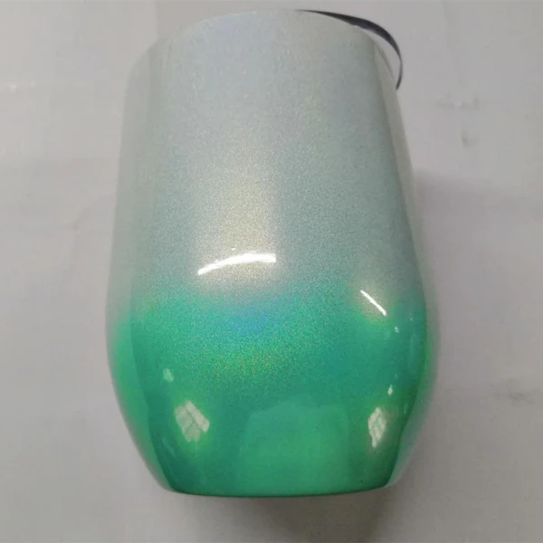 gradient white green 10 шт./лот, 12 унций, чашка в форме яйца, сверкающий стакан для вина, кружка с крышкой, 18/8 нержавеющая сталь, изолированное вакуумное стекло-термос - Цвет: gradient white green