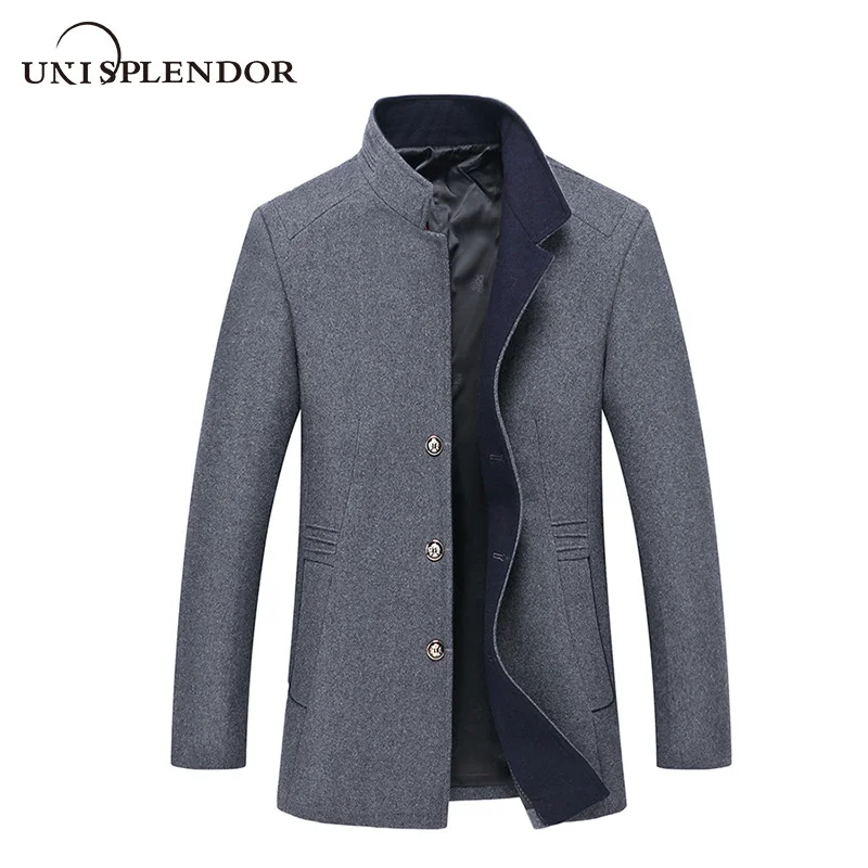 Осенне-зимняя шерстяная куртка, Мужская Высококачественная шерстяная облегающее пальто в повседневном стиле, мужские шерстяные пальто, мужские тренчи с длинным воротником, YN10534