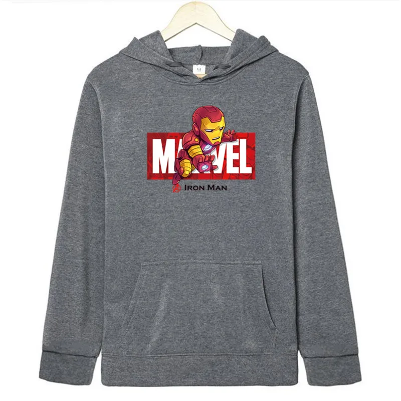 Зимние мужские Marvel Comics Человек-паук Железный человек толстовки с капюшоном осень Забавный принт Мода супергерой мультфильм уличная куртка