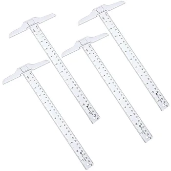 

12 Inch/ 30 Cm Junior T-Square Plastic Transparent T-Ruler for Drafting and General Layout Work (4)