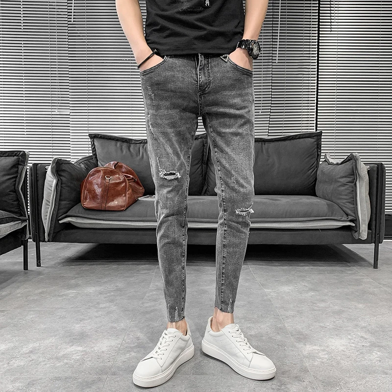 Mode 2020 Zomer Gescheurde Jeans Mannen Hot Koop Slim Fit Dunne Jeans Voor  Mannen Koreaanse Eenvoudige Streetwear Gat Heren Jeans broek  34|Spijkerbroek| - AliExpress