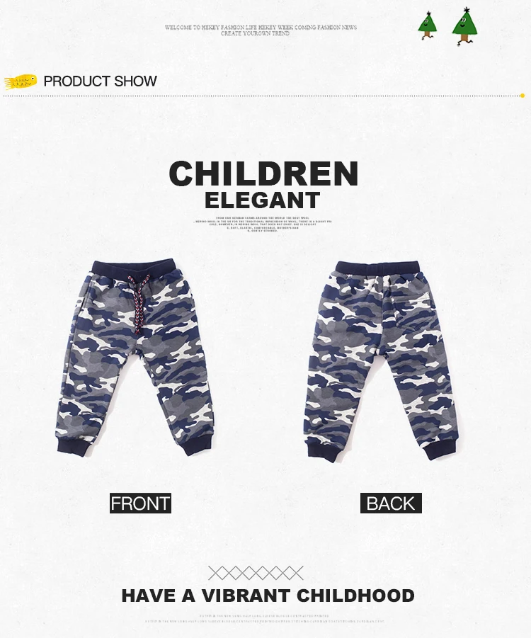 DON`T CALL ME BABY Boys Autumn Camouflage Printed Pants Kids Cotton Soft Warm Pants Children New Printed Basic Pants 54746