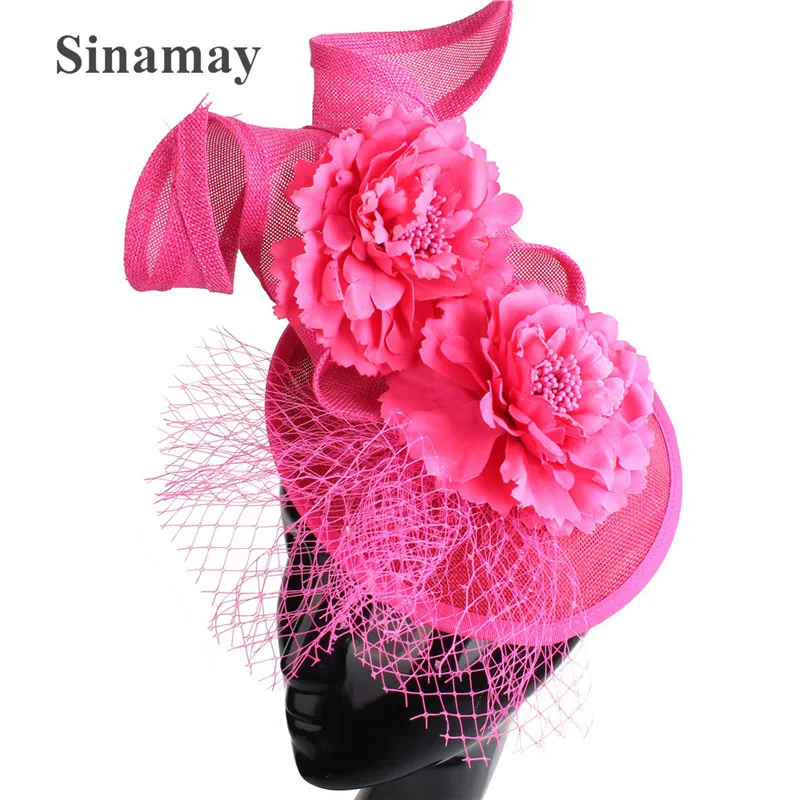 

Bride Mesh Headpieces Cocktail Wedding Women Elegant Dark Peach Fascinators Hat Headband Tea Party Hat Flower Hair Accessories