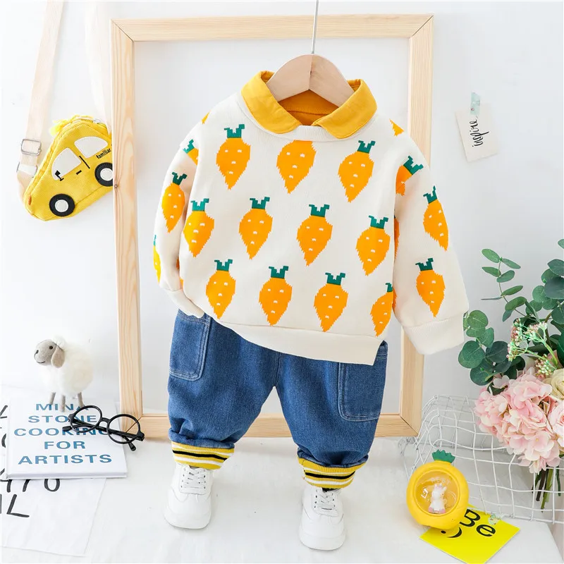 

2019 Baby Boys and Girls Clothing Sets Toddler Clothing Sets Autumn Plush Warm Top and Pants Kids Costume