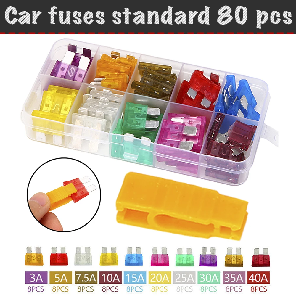 

Flag fuse car fuse standard (3A, 5A, 7.5a, 10A, 15A, 20A, 25A, 30A, 35A, 40A)-80 pieces/set