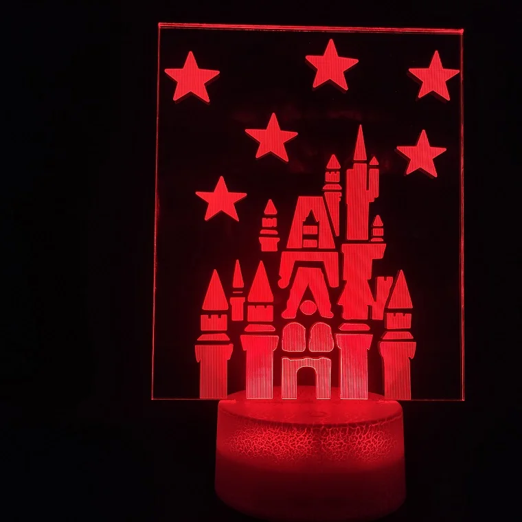 3D Lamp Battery Powered The Princess Castle for Girls Color Changing Festival Decoration Usb Led Night Light Lamp Hologram