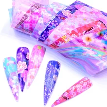 YZWLE 10 шт розовые цветы наклейки на пленка для ногтей Передача звездное небо летние Слайдеры для маникюра дизайн ногтей наклейки украшения