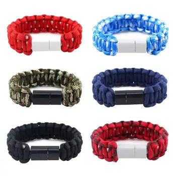 

Outdoor Portable Leather Mini Micro USB Bracelet Charger Data Charging Cable Leather Cord For iPhone Android Type-C Phone Cable