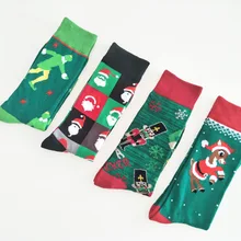 Рождественские носки с принтом героев мультфильмов, Лыжный спорт, олень, солдат, Санта Клаус, Осень-зима, мужские хлопковые носки, удобные, дышащие