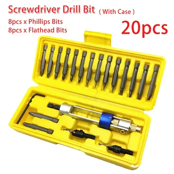 

1 Set 20pcs Drill Bit Driver Tool Set Double Use Hand Screwdriver Head Set Phillips Bits and Flathead Bits for Metal/ Wooden