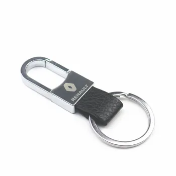

Car Styling 3D Metal+Leather Emblem Car Key Ring Keychain Key Holder For Renault Megane 2 3 Duster Logan Clio Laguna 2 Captur