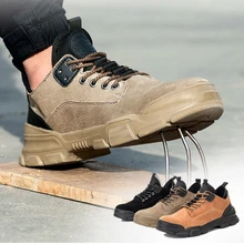 Размеры 36-48; Рабочая обувь из натуральной кожи со стальным носком; мужские рабочие ботинки для выживания в пустыне;# YD806