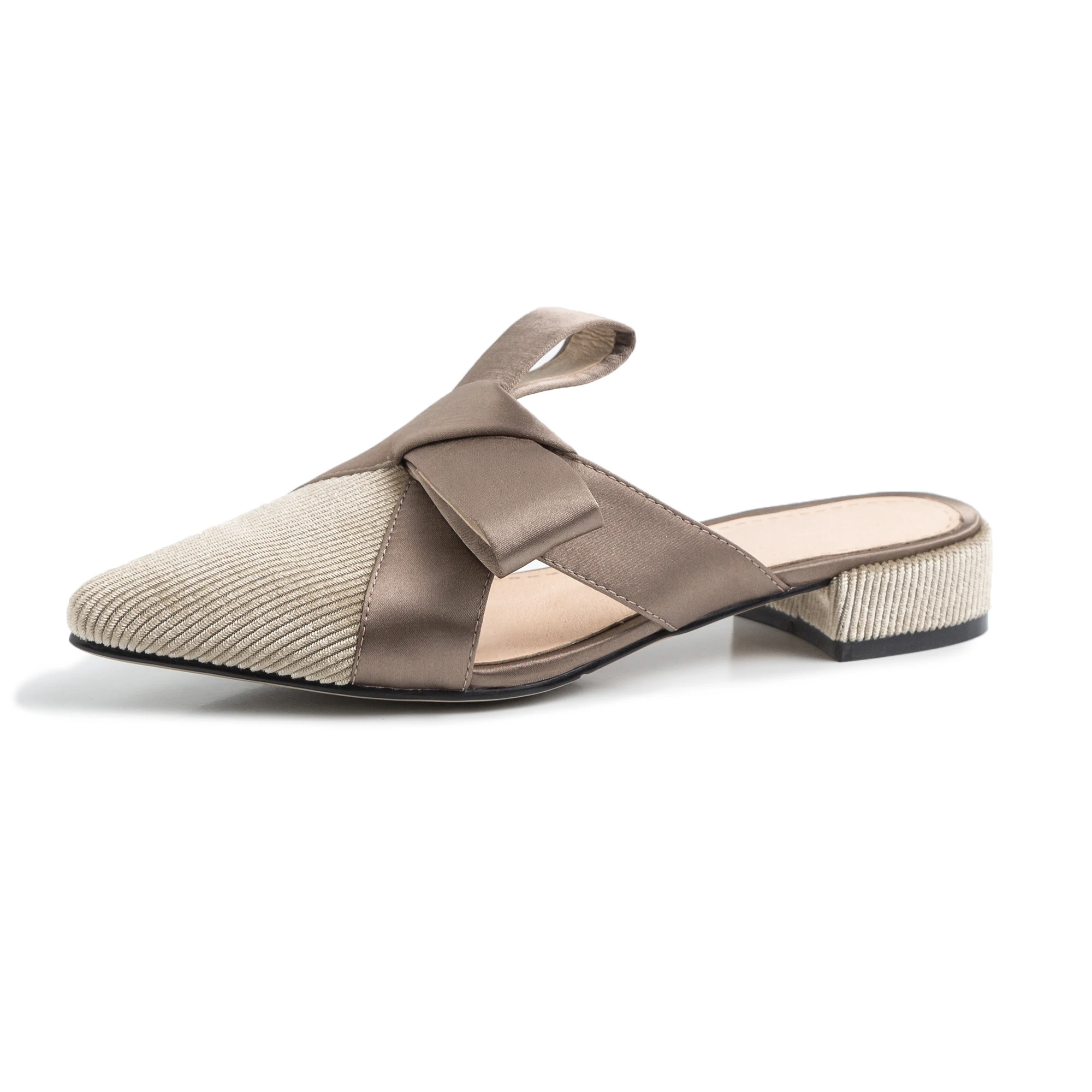 

Kmeioo Women Slippers Summer Mules Shoes Women Suede Slide Flock bowknot Slippers Female Mules Low Heels Pointed Toe