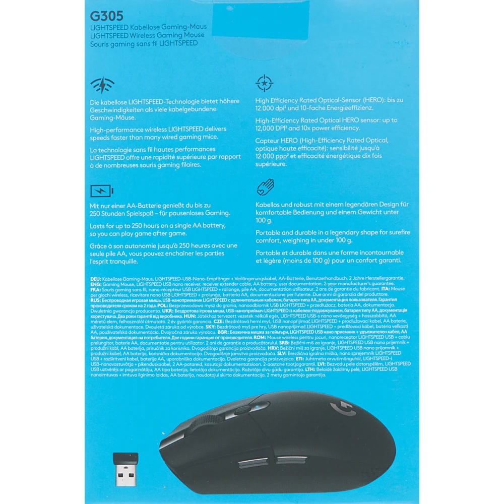 Мышь Logitech G305 Lightspeed серый оптическая(12000dpi) беспроводная USB(5but