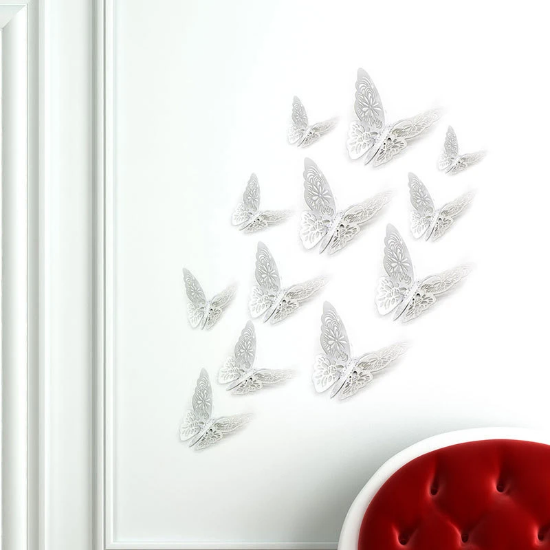 cheap 12PCS Set 3D Butterfly DIY Mirror Wall Stickers Home Decal Kids Room Mural Decor