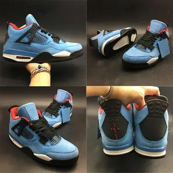 

2020 Travis 4s Basketball Shoes Houston Oilers Black Blue Upper Quality Mens Sports Sneakers Without Boxed Size 5-11