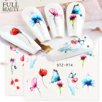 

1pcs Butterfly Nail Art Slider Gradient Flower Stickers on Nails Water Decals Cute Cat Foils Manicure Accessories CHSTZ970-993