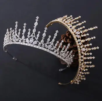 

Handmade Alloy Rhinestone Bride Crown Gold/Silver Color Tiara Women Wedding Hair Jewelry Accessories