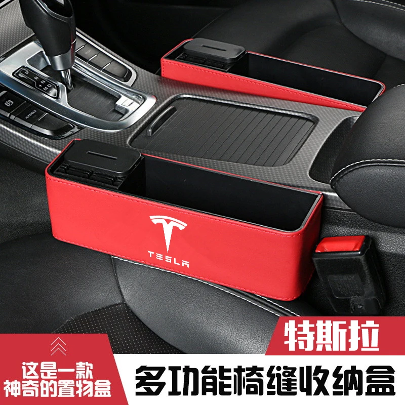 TEY Model3 Car Seat Crevice Storage Box for Tesla Model 3 X S 2021 Accessories Cup Drink Holder Multi Function Storage Box