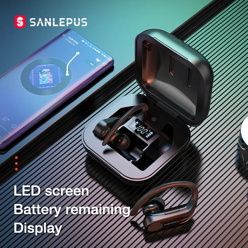 Беспроводные наушники SANLEPUS Bluetooth 5 0 TWS со светодиодным дисплеем гарнитура с