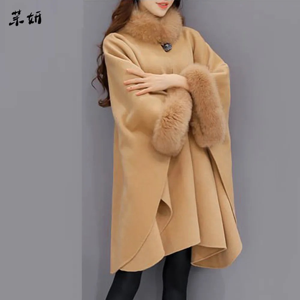 Женское шерстяное пальто модная куртка повседневная шерстяная Верхняя одежда парка с меховым воротником кардиган плащ пальто abrigos mujer invierno