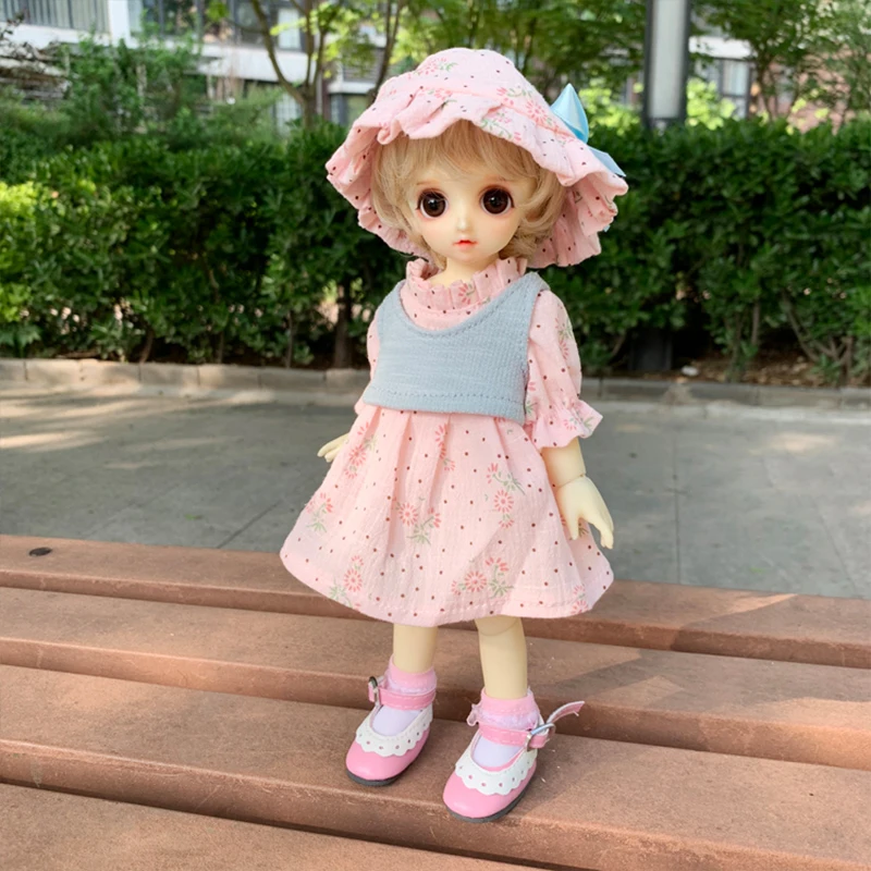 Кукольная одежда 1/6 BJD весенний Тур костюм bb Кепка+ платье+ жилет для 1/6 BJD кукла аксессуары кукольная одежда костюм