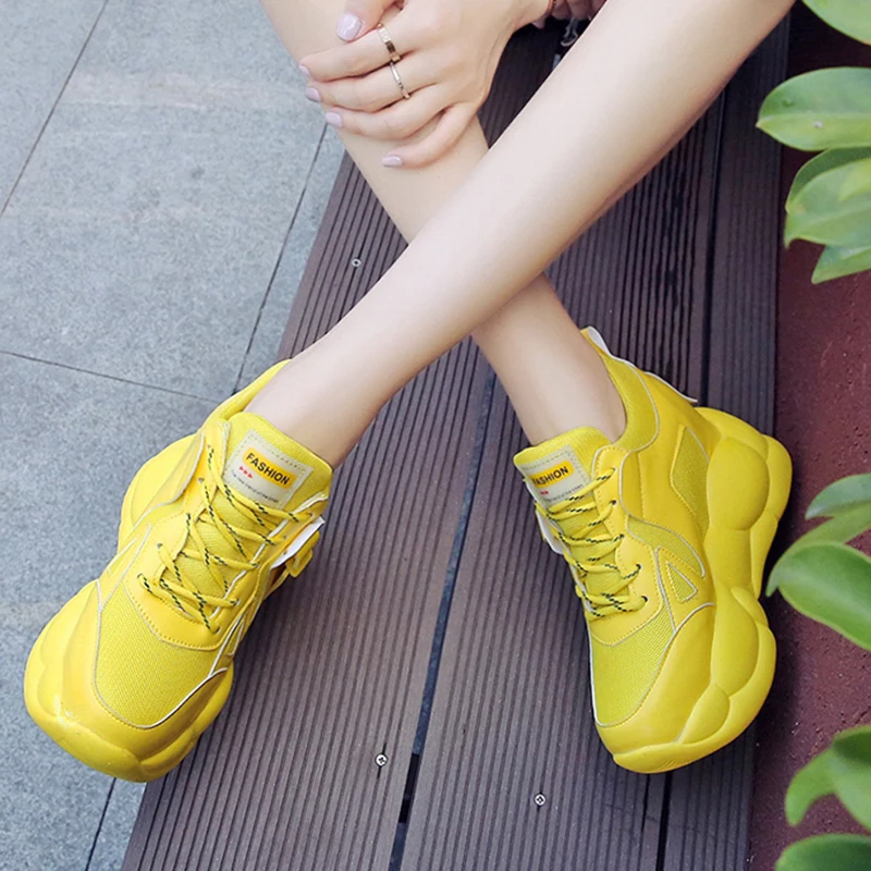 Rimocy Autumn Casual Shoes Woman High Platform Lace Up Sneakers Women Thick Bottom Hidden Heels Vulcanize Shoes Mujer
