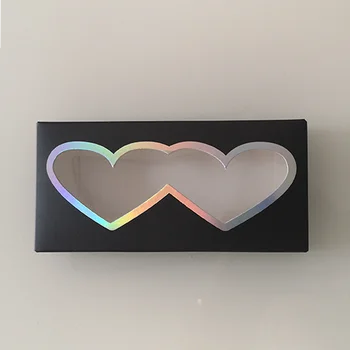 

Laser frame heart-shaped window Lashes Packaging Box 25mm Faux Mink Lashes Paper Custom Eyelash Box makeup Eyelash Case