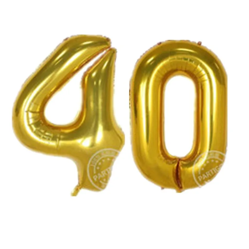 2pcs 32/40inch Rose Gold Foil Balloons Adult 30th Birthday Party Anniversary Gold Digit Helium Balaos Decoration Globos - Цвет: as picture