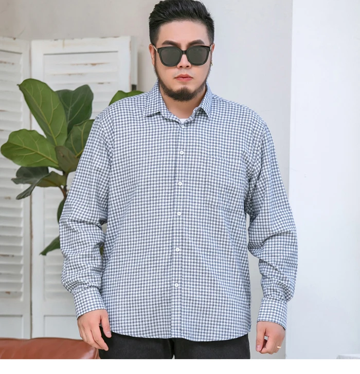 Большие размеры 7XL 8XL 9XL 10XL Мужская Осенняя клетчатая рубашка из хлопка деловая повседневная мужская Свободная рубашка брендовая мужская одежда