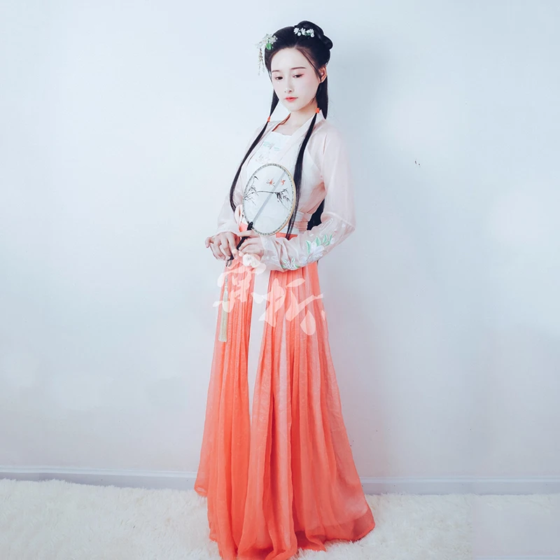 Вышивка танцевальные костюмы Hanfu женское китайское народное платье феи праздничный наряд Восточный рейв представление одежда 3 шт. DC2697