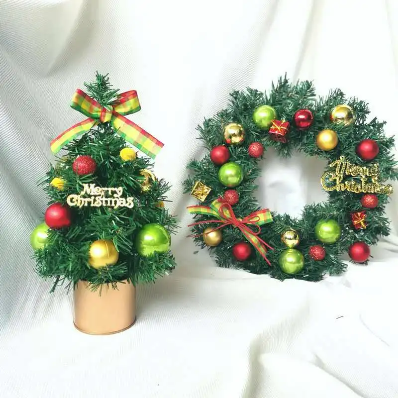 Мини Рождественская елка Рождественский венок подвесной ротанговый круг