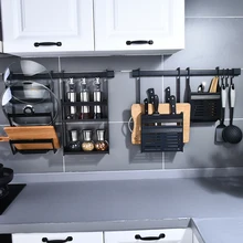 Полка кухонной полки, настенный нож отдыха. Приправа стеллажи для хранения, кухонные аппелансы