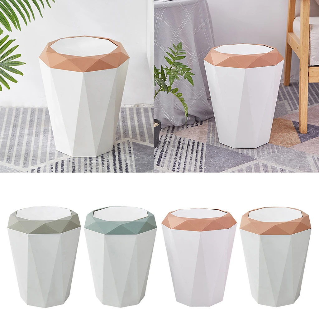 Modern Simple Home Rubbish Bin Trash Can Plastic Waste Rubbish Garbage Bin Wastebasket Trash Can Office Living Room